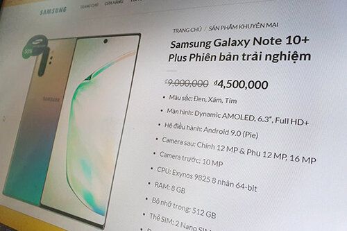 Galaxy Note 10+ giá hơn 4 triệu trên website giả Samsung Việt Nam