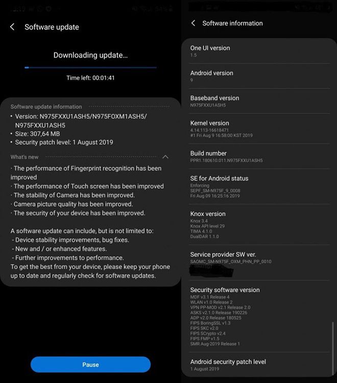 Samsung Galaxy Note 10 có bản cập nhật phần mềm đầu tiên