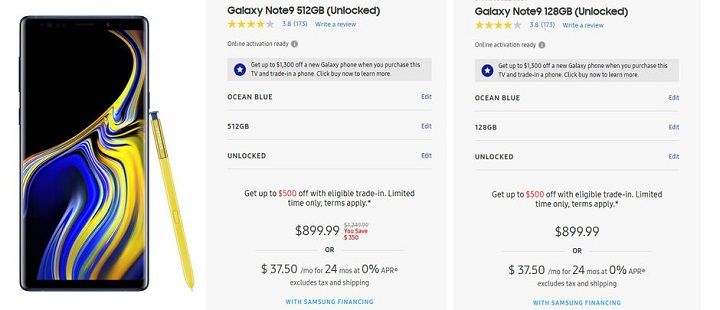 Chuyện lạ: Samsung đang bán Galaxy Note 9 bản 512GB và 128GB với giá ngang nhau