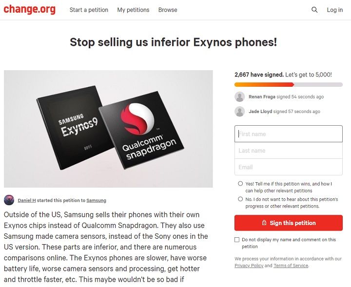 Người dùng muốn Samsung dừng sử dụng chip Exynos