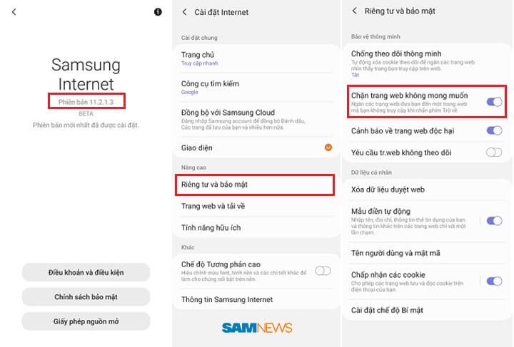 Trình duyệt Samsung Internet có thêm các tính năng tùy chỉnh và quyền riêng tư mới