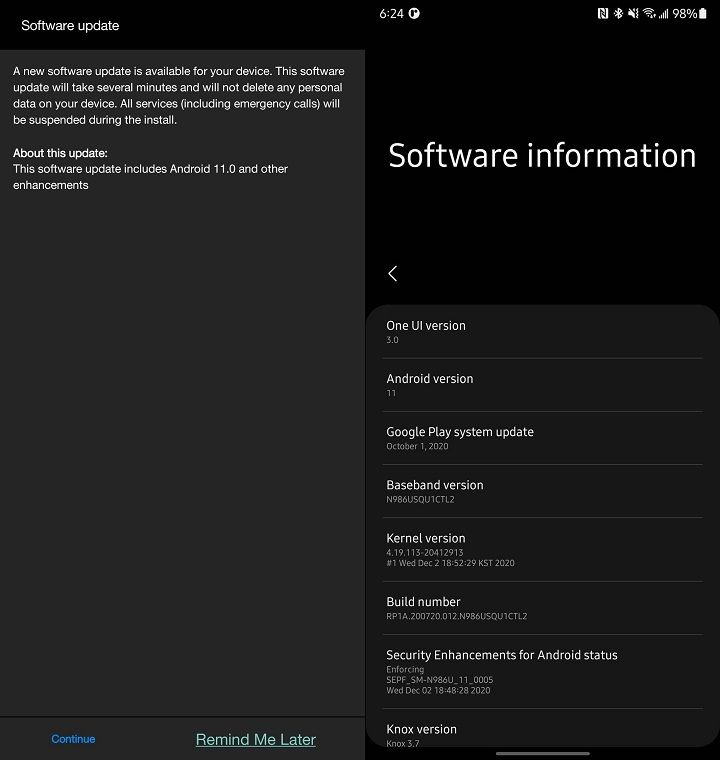 Galaxy Note20 bắt đầu được cập nhật Android 11 với giao diện One UI 3.0