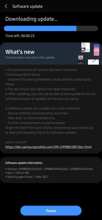 Galaxy S21 Security Update