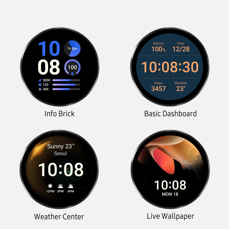 Samsung-Galaxy-Watch-4-Info-Brick-Basic-Dashboard-Weather-Center-Live- Wallpaper-Watch-Faces - SamNews